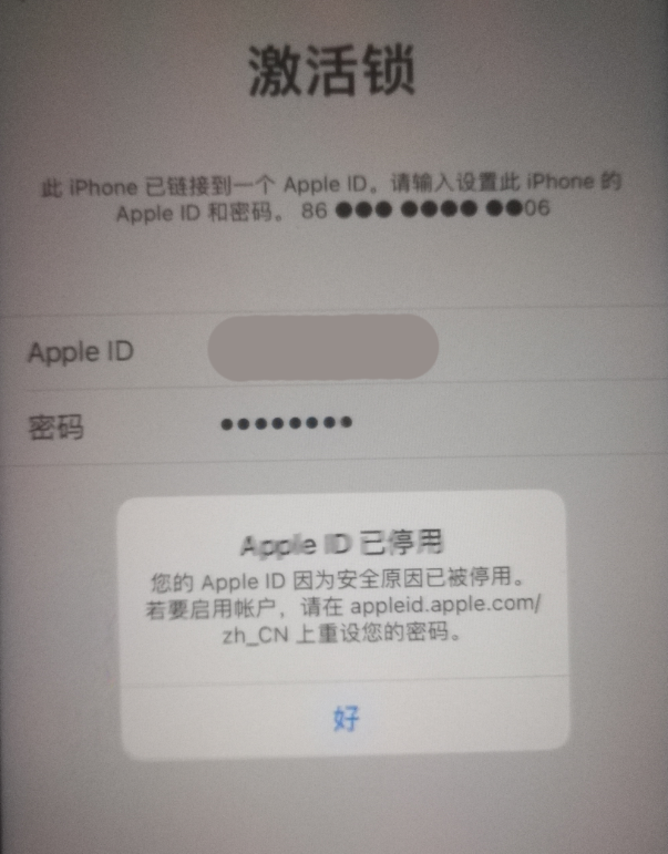 新都苹果手机维修分享iPhone 12 出现提示“Apple ID 已停用”怎么办 